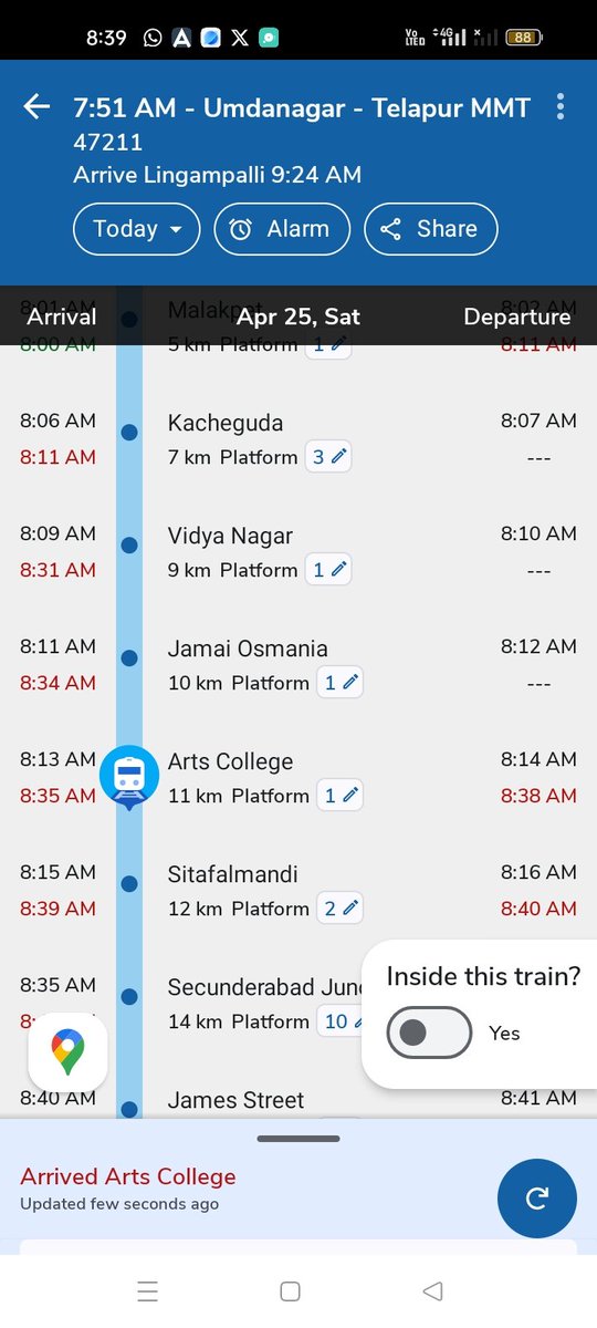 GurudevKaran's tweet photo. @drmhyb @drmsecunderabad @PMOIndia @AshwiniVaishnaw @RailMinIndia @RailwaySeva @SCRailwayIndia @TelanganaCMO    @srdom_sc @DomHyb where is top priority to MMTS today half an hour delay mmts 47211  kindly request you to #mmts #rail47155 kindly request run on time we lose job's https://t.co/x694mXvJ3R