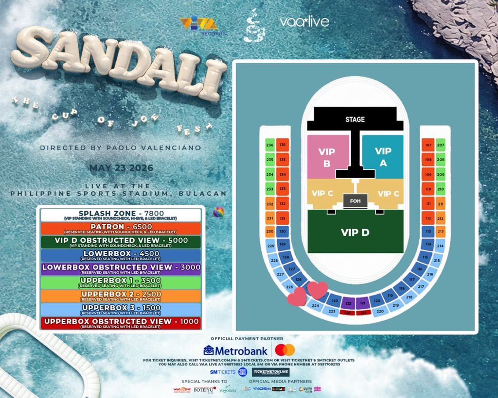 lyraeiaa's tweet image. WTS LFB

Cup of Joe Sandali concert 
- 2pcs upperbox 3
- 1.6k ea (srp)
-Ub left 224, row 8 seat 559 &amp;amp; 560
- unclaimed 
- meet up / kaliwaan
- moa / makati

Rfs - conflict sa kasal ng friend ko 😞

#SandaliTheCOJFest #CupOfJoe 
tags coj ph stadium sandali con