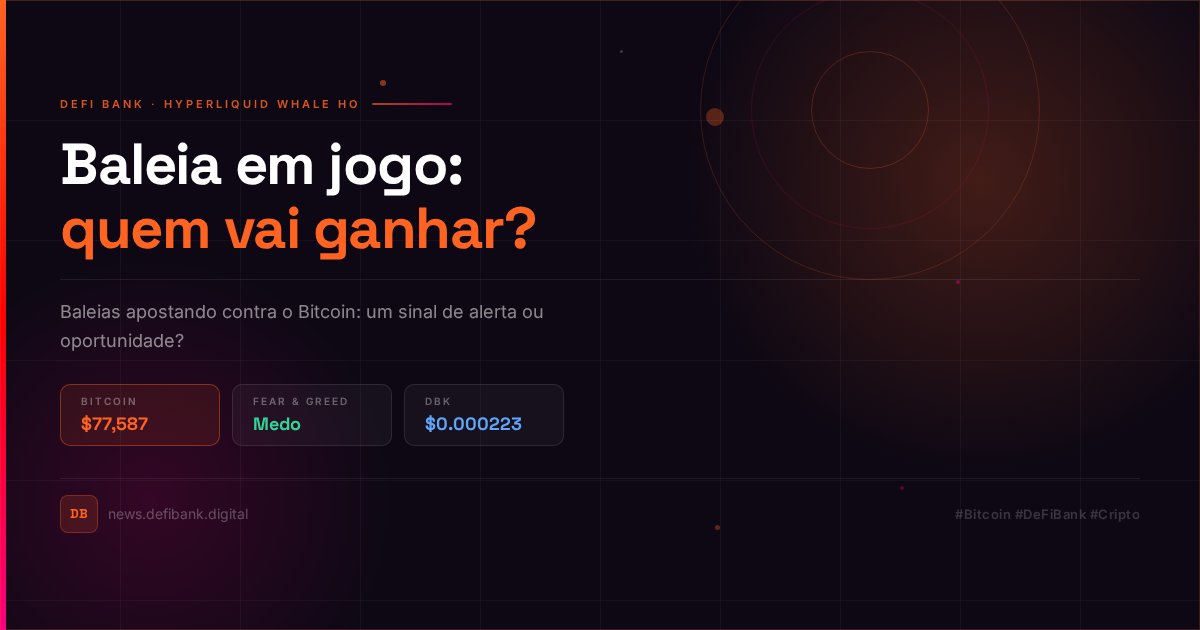 defibankoficial's tweet photo. 🚨 BREAKING: Apostas Altas: Baleia da Hyperliquid Mantém Posição Curta de $38 Milhões Contra o Bitcoin
Movimentação que pode sinalizar incertezas no mercado. Fique atento às tendências e oportunidades no DeFi!
👉 Leia completo: https://t.co/yjvN14xcr7
#DeFiBank #Bitcoin https://t.co/Vg67txVeHM