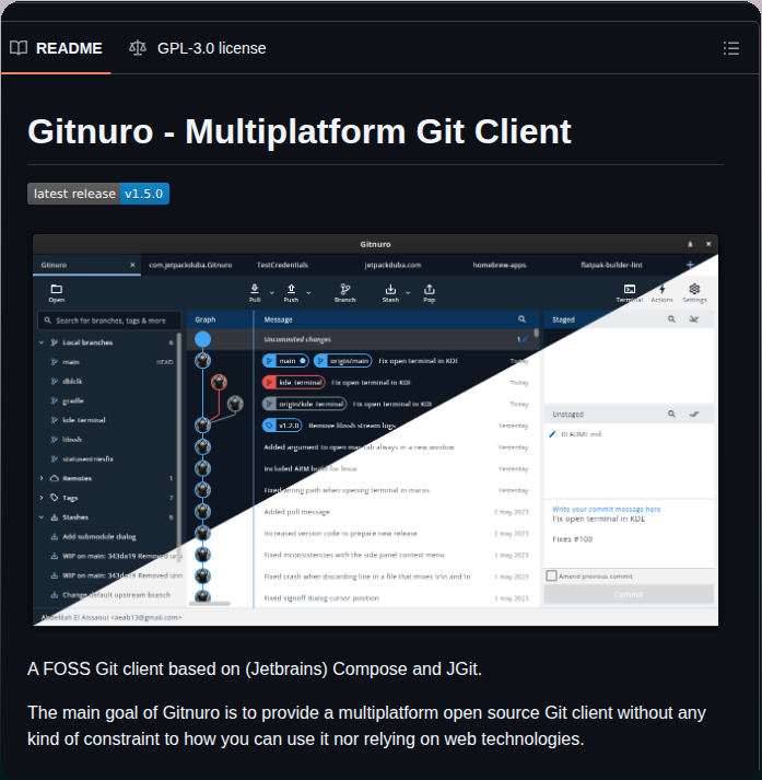 tom_doerr's tweet photo. Multiplatform Git client built with Compose and JGit

https://t.co/0hDWzbOrEc https://t.co/9oUV3e3E6d