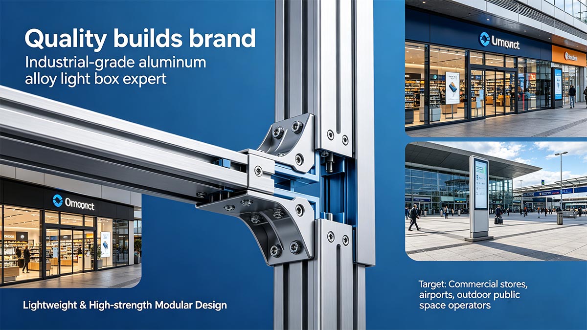 jewelrygemse's tweet image. Omnor: modular, light, tough. 🛠️  
Industrial-grade aluminum alloy light box expert for retail, airports, public spaces. ✅  
Reply “SPEC” for drawings. 📩
#RFQ #Signage #Aluminum #LED
Request specs and a quote 👉 jlcalu.com