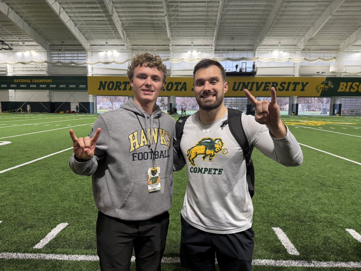 Fletcherwrazio's tweet photo. I had a great time at @NDSUfootball I enjoyed learning more about the culture and the bison way thank you @CoachGrantOlson and @carsonschulte38 for giving me the opportunity to come down can’t wait to be back soon. 🦬
@HermantownFB @OJW_Scouting @akesNpains1 https://t.co/N36ComRrsy