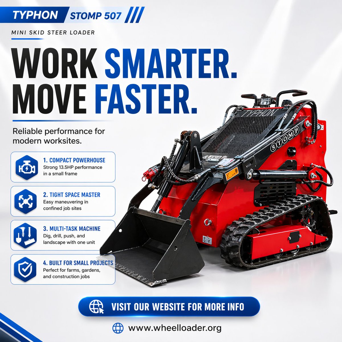 MachineryLoader's tweet image. TYPHON STOMP 507 🏗️
13.5HP in a small frame. Master tight spaces and work faster. 💨

#TyphonMachinery #SkidSteer #HeavyMachinery