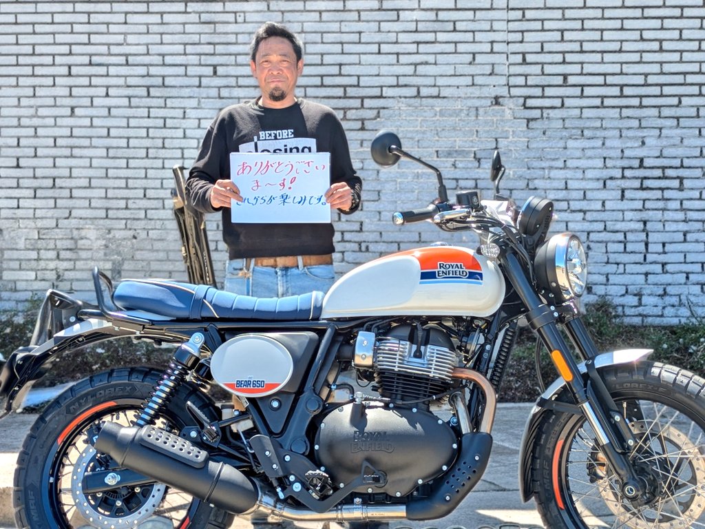 ts_hisashin's tweet photo. H様
ベア650Bace納車おめでとうございます😊
INTを見てたらベアの登場でのひと目惚れ
「これから楽しみです」のお言葉頂きました。今後とも宜しくお願い致します。
#RE仙台
#ベア650
#せんだい https://t.co/pnf4xo1eNr