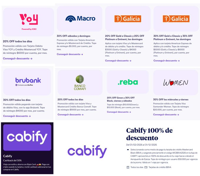 ahorrotwit's tweet image. Todos los días de Abril en @cabify_arg :

✔️Con crédito #Amex y #Master #Macro 30% tope $5.000 x mes (Solo los Sábados y domingos)
✔️Con tarjetas VISA y MASTER @BancoGalicia tenés un 20%/25% con tope de $3000/$4000 #eminent x mes y si es #Amex 30%/35% tope $5000/$6000 #Eminent