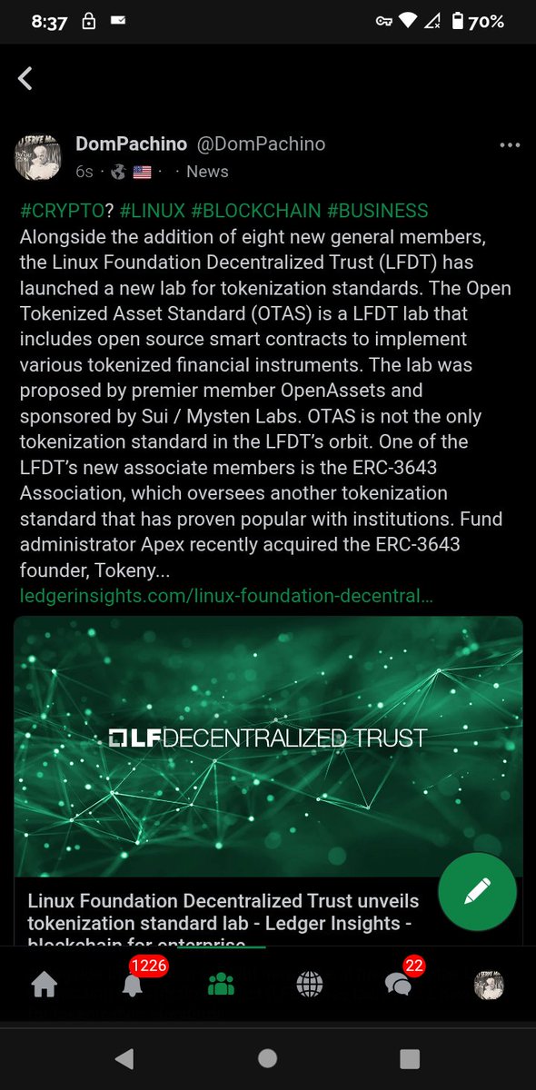 DomPachino101's tweet image. #CRYPTO? #LINUX #BLOCKCHAIN #BUSINESS 
Linux Foundation Decentralized Trust unveils tokenization standard lab 
ledgerinsights.com/linux-foundati…