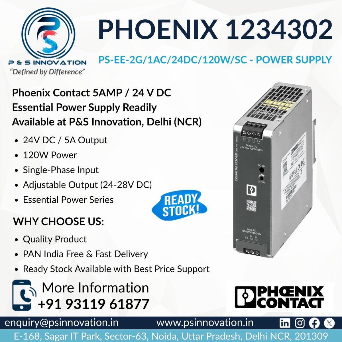 PSInnovation1's tweet image. Power up your industrial automation with the Phoenix Contact Essential Power Supply⚡

Reliable, efficient, and built for demanding environments—now available at P&amp;amp;S Innovation.

📞 +91 93119 61877
📧 enquiry@psinnovation.in

#PhoenixContact #PowerSupply #ElectricalEngineering