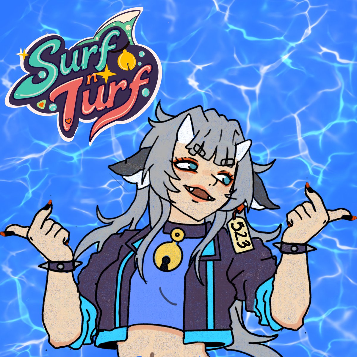 Spectraclaw's tweet photo. @Surf_NTurfVT has been on a hiatus , but I'm excited for her return to "stream " near you .... then again she's a big fish a stream maybe too small of a broadcast for this cow shark! 😆😆
Art by me :3 https://t.co/RCMzShoz9g