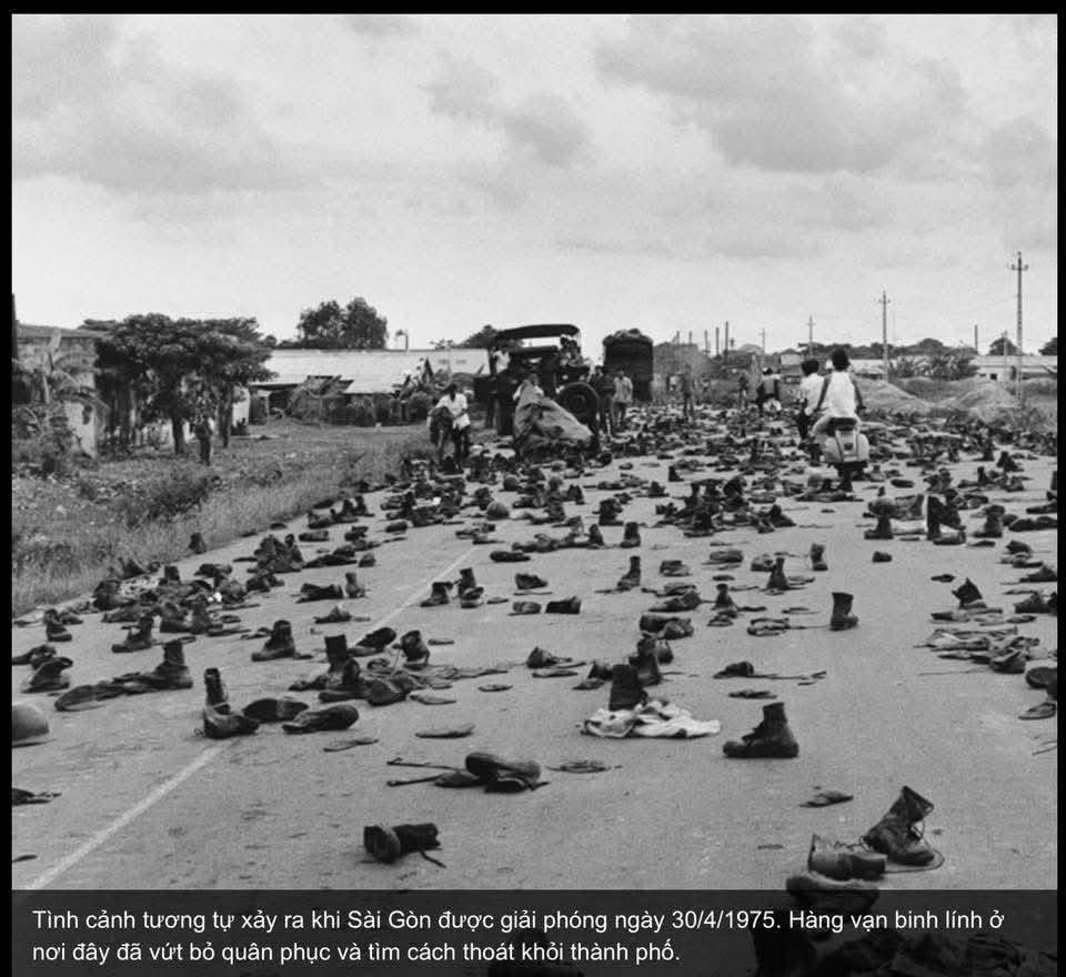 binancevn1's tweet photo. Đây là những hình ảnh ghi lại vào ngày 30/4/1975 khi quân Giải phóng tiến vào Sài Gòn lúc này lính Ngụy cởi giày tụt quần bỏ chạy,  tìm cách rời khỏi Sài Gòn,.... https://t.co/H47YUTExgP