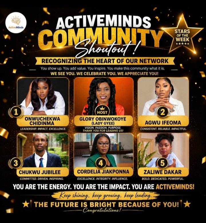 OmalichaUchenna's tweet photo. Stars of the Week
You showed up, stayed consistent, and stood out.
We see you. We celebrate you. Keep going.
#XActiveMinds #StarOfTheWeek https://t.co/D4mjmVUTNz