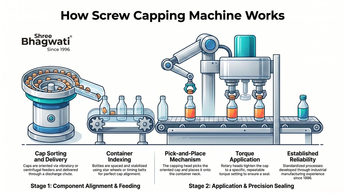 ShreeLtd10324's tweet image. How Screw Capping Machine Works

Bottle Infeed → Cap Feeding → Placement → Tightening → Output

⚙️ Secure, high-speed bottle capping

#CappingMachine #BottleCapping #PackagingAutomation