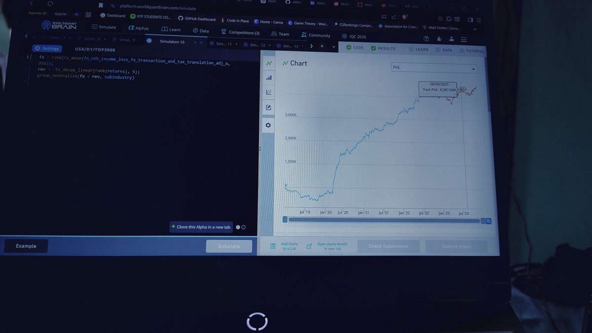 abhx_9's tweet photo. Day 6 of what is learned today:
Upgraded @Gaprio_Labs with multi-user consensus, improved knowledge graph + memory system, and built alpha on #WorldQuantBrain.
Stacking progress daily 📈
#buildinpublic #quantitativefinance https://t.co/bdpkbQLcOd