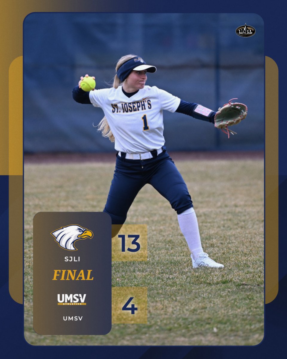 SJLIAthletics's tweet image. The #SJLI softball team splits with Mount Saint Vincent, taking the 13-4 win in game two!

#flywithus #goldenera #skylinesb