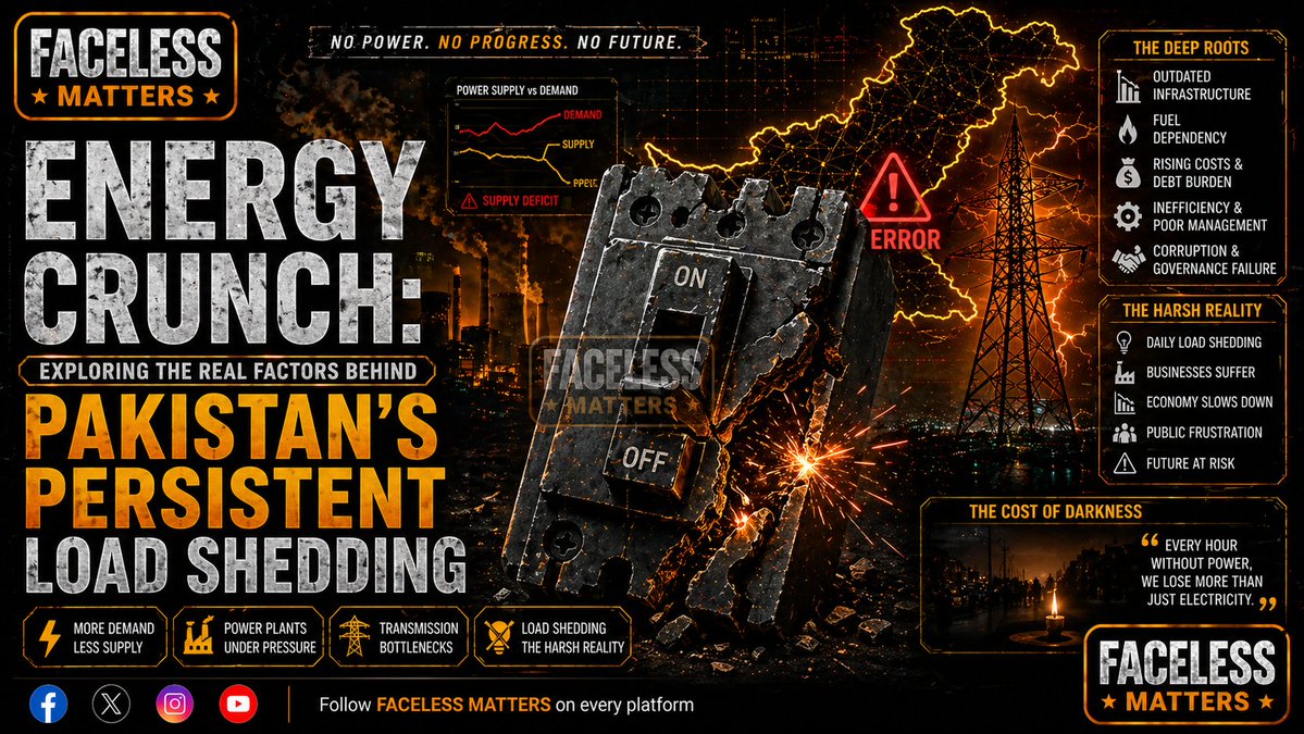 facelessmatters's tweet image. Head Lines: توانائی کا بحران! انفراسٹرکچر کے حقائق اور معاشی رکاوٹوں پر خصوصی رپورٹ۔

بجلی کا چیلنج! 🚨 بڑھتے ہوئے اخراجات اور کمزور گرڈ پر اہم تجزیہ۔ تفصیل یہاں دیکھیں: 🛡️ facelessmatters.com/2026/04/energy… #Infrastructure #EconomicUpdate #FaceLessMatters