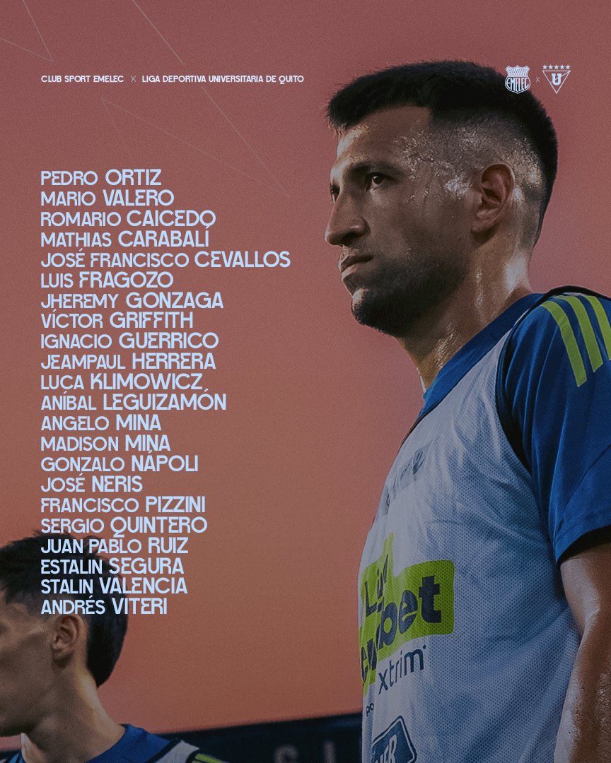 📋 Los convocados por el DT Vicente Sánchez 💪🏽

#VolviendoASerEmelec 🔵
#MesDelEmelecismo