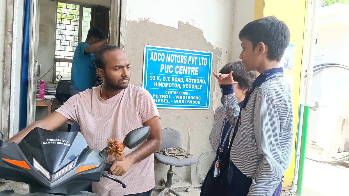 TNabagram's tweet photo. 🌿🚗 Rammohan Club, TIGPS Nabagram led a Pollution Awareness Drive (24 Apr 2026) at Dharsa PUC Centre, Konnagar. Students checked emissions, spread awareness &amp; promoted clean air. 🌍✨

#TIGPSNabagram #PollutionAwareness #GoGreen https://t.co/R3nUBp44ZH