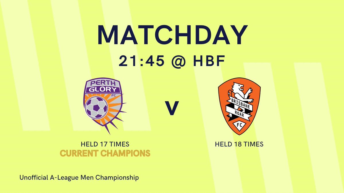 uc_alm's tweet photo. UCALM MATCHDAY #567

📆 9:45pm AEST
🏟️ HBF Park
⚽️ #PERvBRI

It’s the final Unofficial Championship match of the 2025/26 season, The Roar have seen the Unofficial Championship through 4 offseasons, while Perth have only done it once. 

#ALM #ALeague https://t.co/0UpVF0EY3R
