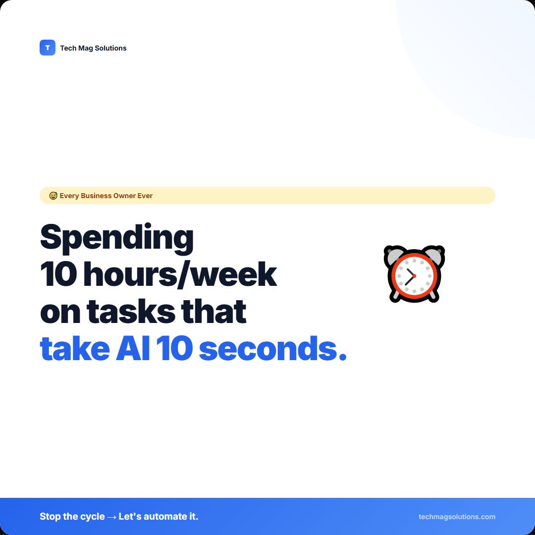 techmagsolution's tweet image. Tell me if this is your Tuesday 😅

8AM: manual follow-ups
10AM: updating spreadsheets
12PM: same WhatsApp Q again
3PM: copy-pasting between apps
6PM: zero growth

We automate all of this. 15–20 hrs/week back.

techmagsolutions.com #Automation #Entrepreneur