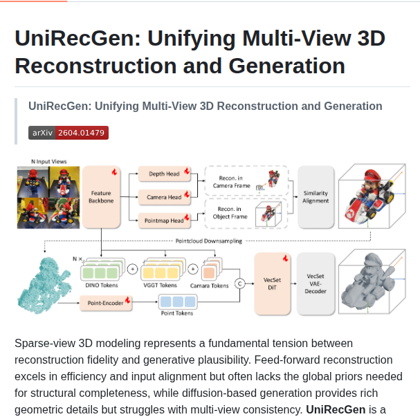_thegb_'s tweet image. 🚀 Descubra o UniRecGen: o primeiro pipeline que une reconstrução 3D e geração automática. Crie mundos em segundos e deixe sua imaginação voar! #AI #3D #GenAI github.com/zsh523/UniRecG…