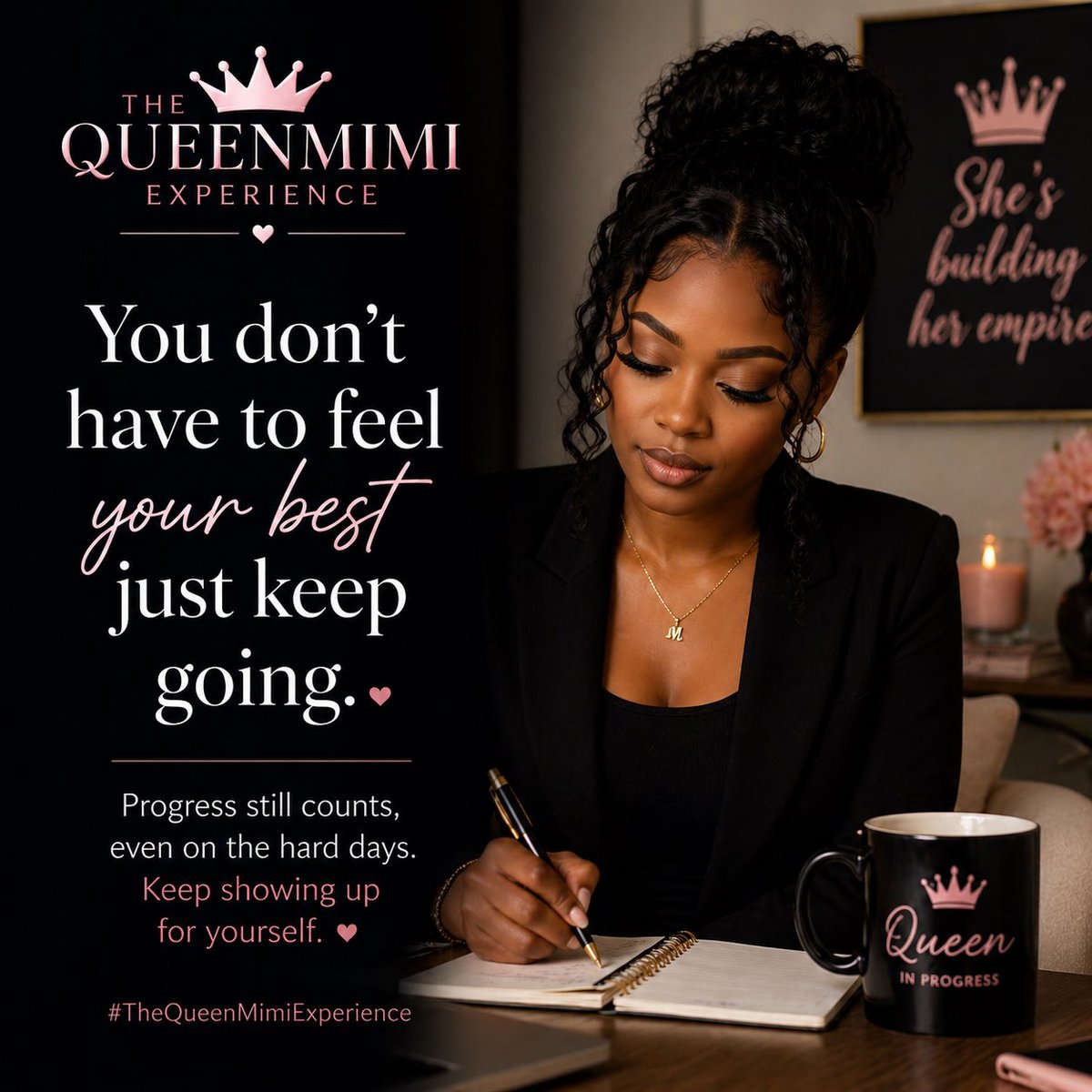 LDrinkard's tweet image. You don’t have to feel your best to keep going. Progress still counts, even on the hard days. Keep showing up for yourself. ✨

#TheQueenMimiExperience #KeepGoing #ProgressNotPerfection #HealingJourney #StayMotivated #SoftStrength #MindsetShift #DailyEncouragement