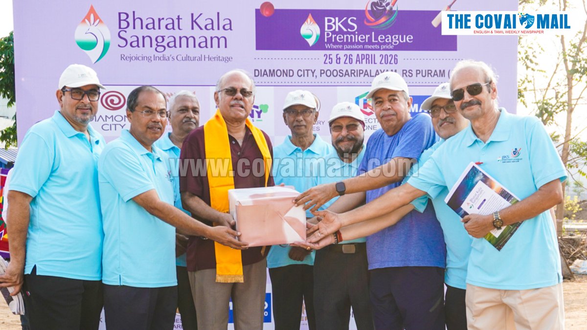 CovaiMail's tweet image. Bharat Kala Sangamam (BKS) is organizing the 1st edition of BKS Premier League – Cricket Tournament in Coimbatore on Saturday and Sunday. The tournament features 13 teams competing for the trophy at Diamond City Grounds near R.S.Puram. 
#TheCovaiMail #bharatkalasangamam #covai
