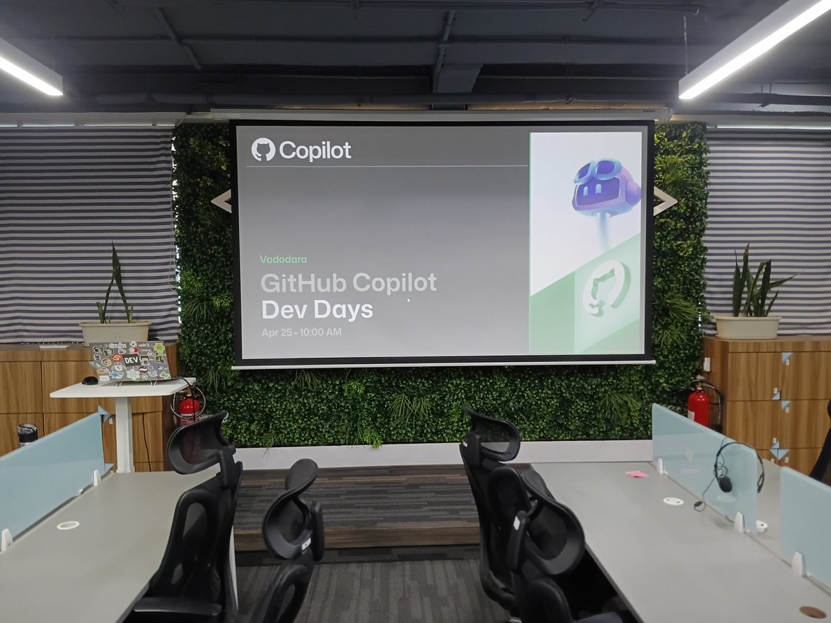 All set for <a href="/github/">GitHub</a> copilot dev days Vadodara at <a href="/atyantik_tech/">Atyantik Technology Pvt. Ltd.</a> 

CC : <a href="/Vanditvpandya/">Vandit Pandya 🇮🇳</a> <a href="/okatiesavage/">Katie Savage</a> <a href="/cynthiazanoni/">Cynthia Zanoni</a>
