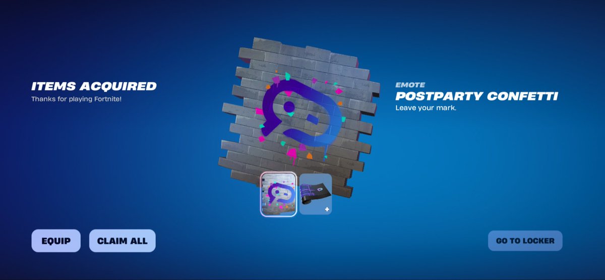 TashiTushe's tweet image. 1- Install the Postparty app.
2- Link your Epic Games account.
3- Save your first in-game clip (auto or manual).
4- Once it uploads, hit share and send it to a friend or yourself.
 
5- Claim your rewards 🎁
#fortnite #gift