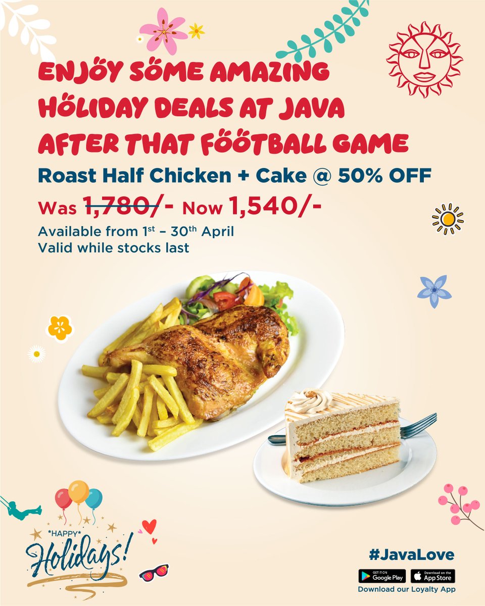javahouseafrica's tweet image. Get these amazing combo deals available all month.​
Visit a branch near you to enjoy. #JavaLove