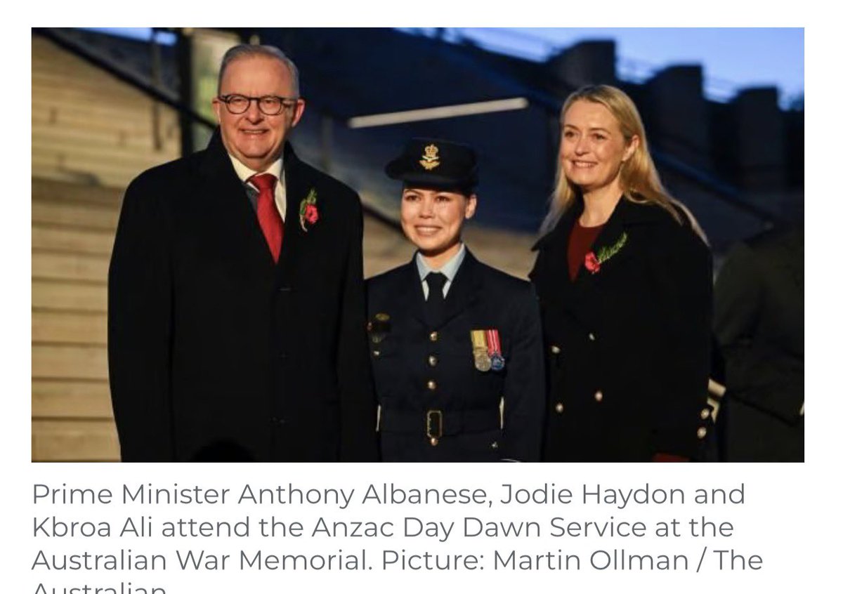 Here’s Albanese with an Afghan presumably Islamic woman who’s countrymen twenty years ago were considered the enemy and were killing our troops 

This is who he wants to be photographed with today, of all days 

Isn’t ANZAC Day about the children of our own Australian heroes who