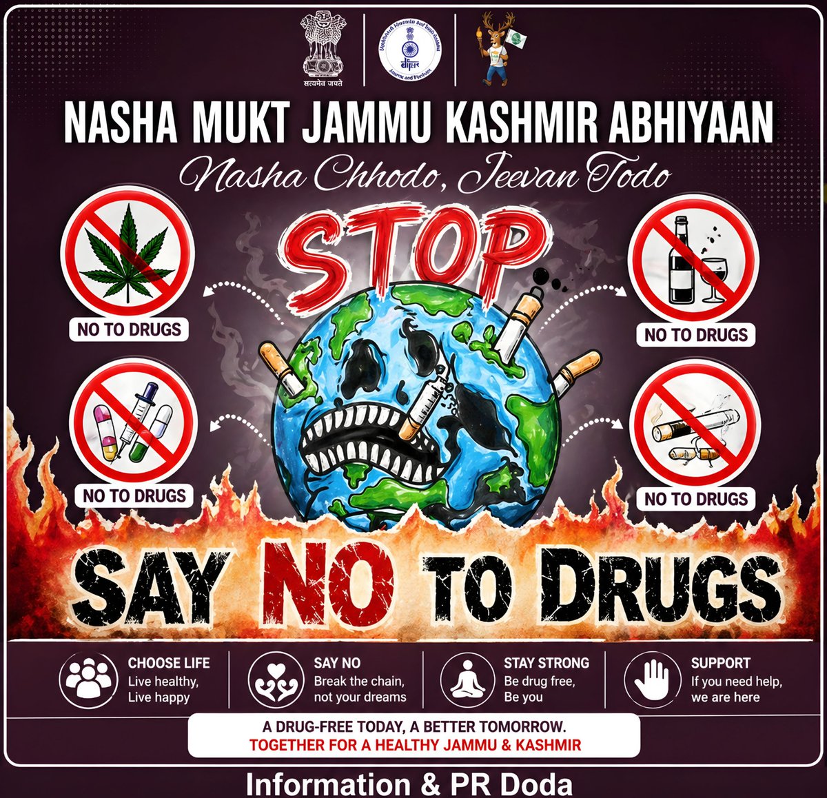 CentreDoda's tweet image. Say no to drugs. Choose life, stay strong, and build a healthier future for Jammu &amp;amp; Kashmir.

#NashaMuktJammuKashmir #SayNoToDrugs #NashaMuktBharat #DrugFreeIndia #HealthyJammuKashmir #PublicAwareness