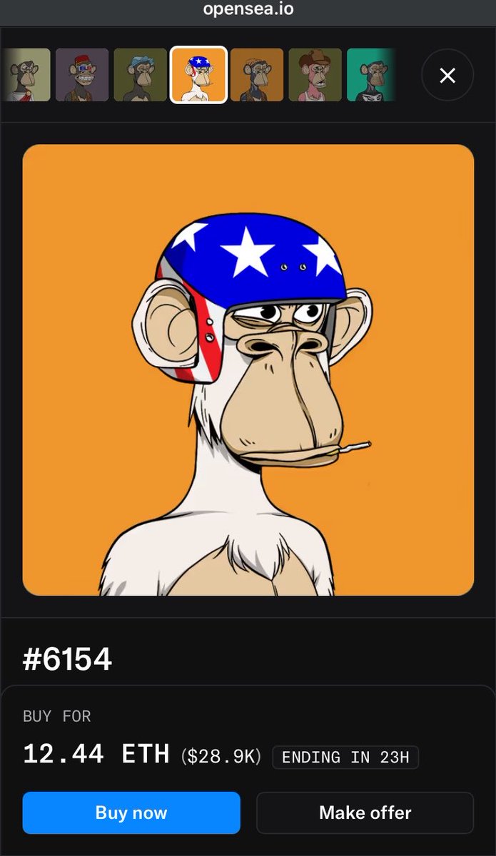 CryptoBlckParty's tweet image. Just buy one of the BAYC and gib them a suit… #ProblemSolved 

BAYC 6154 12.44 ETH
BAYC 3571 11.88 ETH
BAYC 7875 11.40 ETH