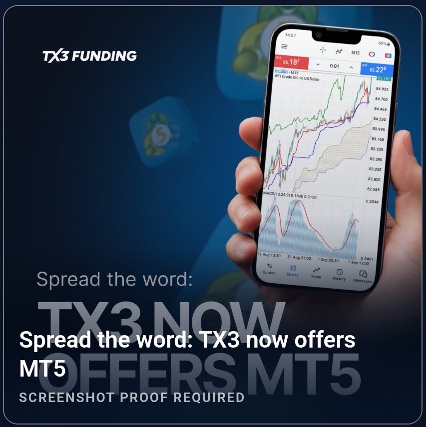 bhumimie's tweet image. TX3 Funding officially supports MT5 now 📈
Advanced tools, smoother execution, and a better trading experience.
This is a game changer. @tx3funding #Forex #MT5 #Trading