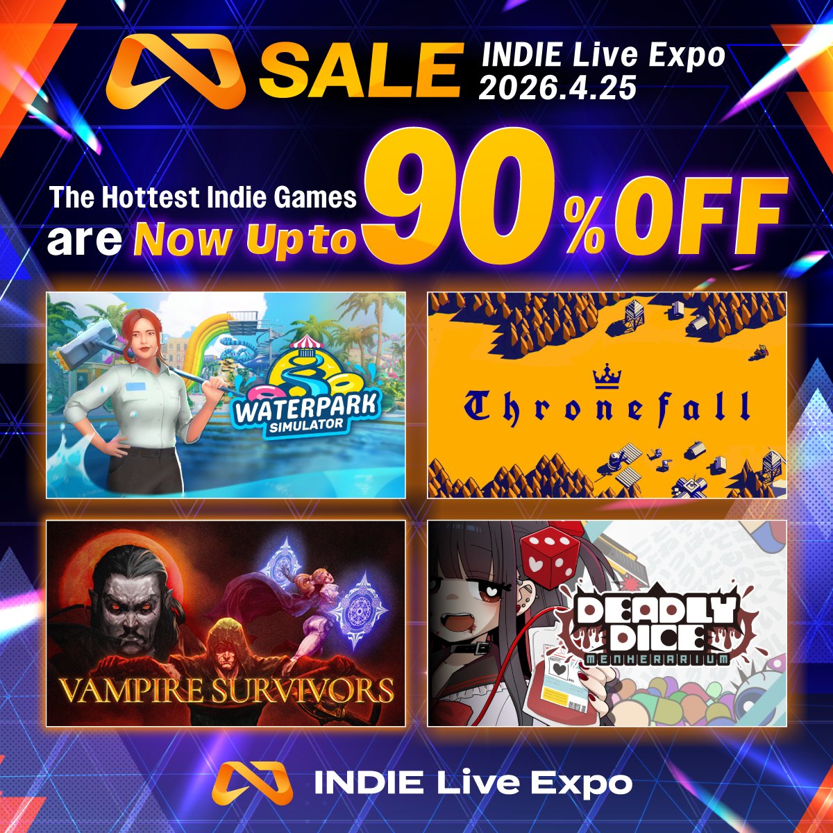 INDIELiveExpoEN's tweet photo. INDIELiveExpo 2026.4.25 Sale Now Live!

To celebrate the broadcast, tons of titles are now on sale!

Let us know which games you picked up or added to your wishlist in the replies or quotes!