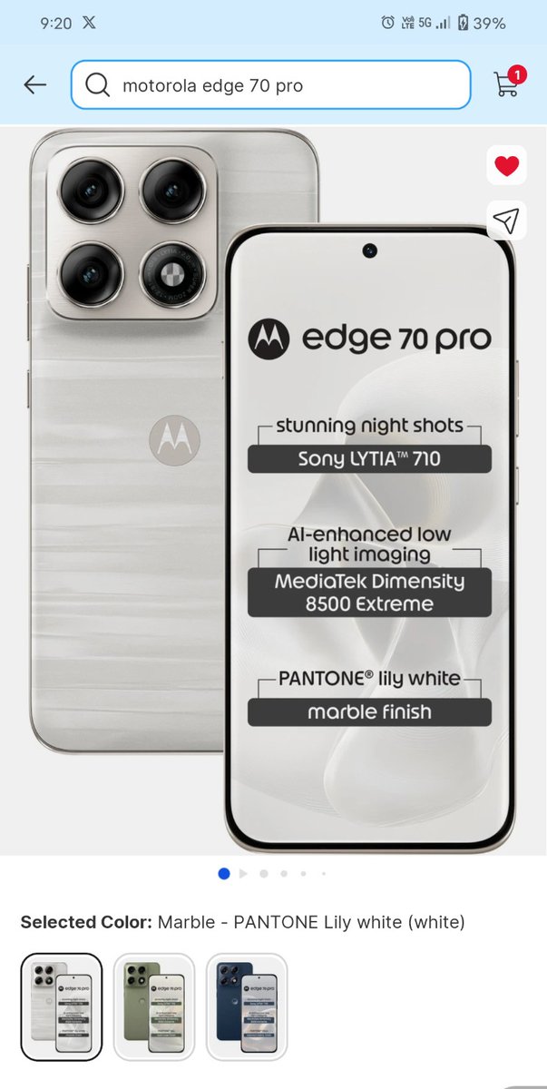 GouravMiglani64's tweet image. My absolute favourite colour of #MotorolaEdge70Pro is PANTONE Lily  white (Marble Finish) 🤍

  #SeizeTheNight #ContestAlert

@motorolaindia
Tagging 📍-
@awara159 
@Yashpal1500 
@Dattatray_84 
@Praveen_T7 
@devilll68
