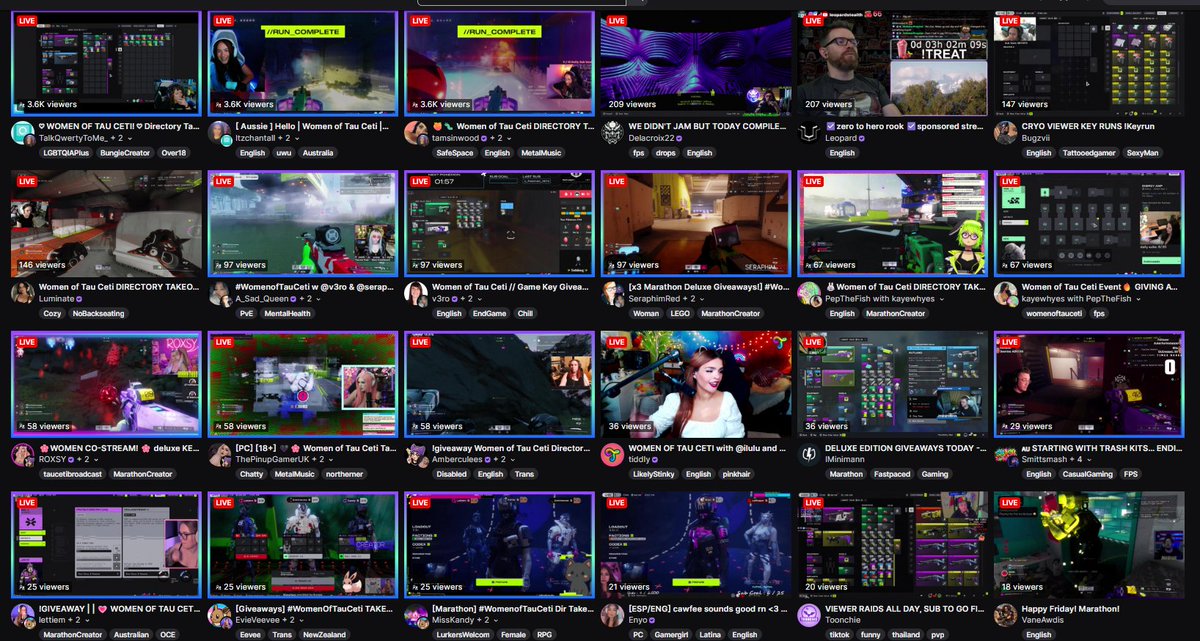 ✨️THANK YOU ✨️ 

I want to say a massive thank you to all the ladies who participated in the 🐛#WomenofTauCeti Directory Takeover 🐛  It just comes to show how kick ass women in gaming are! 

Thank you to <a href="/MarathonTheGame/">Marathon</a> for supporting us and giving out game codes!