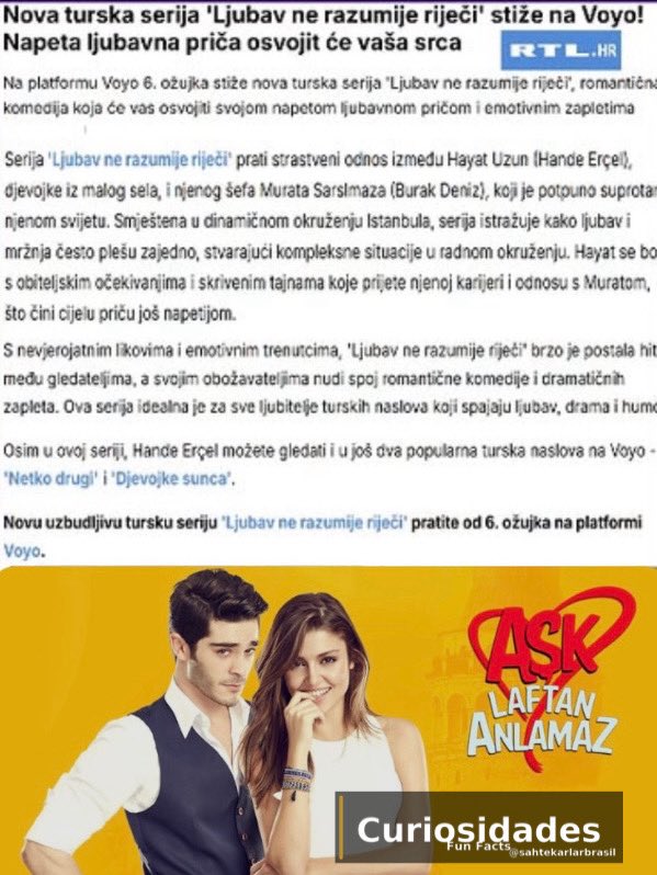 _burakdenizbr's tweet photo. A clássica “Aşk Laftan Anlamaz” segue atravessando fronteiras e agora também faz parte do catálogo da Voyo 📺✨

💥 Pra quem não conhece, a plataforma é um dos maiores streamings da Europa Central e dos Bálcãs , levando produções turcas pra novos públicos todos os dias!

Na Croácia logo na primeira noite a série já entrou no TOP 10, estreando direto na 4ª posição 

E claro… a história de Hayat e Murat continua conquistando corações por onde passa! Um sucesso que não envelhece , só cresce!

🧭 Curadoria: Portal Sahtekarlar Brasil (@sahtekarlarbrasil)

#BurakDeniz #handeercel #asklaftananlamaz #burakdenız