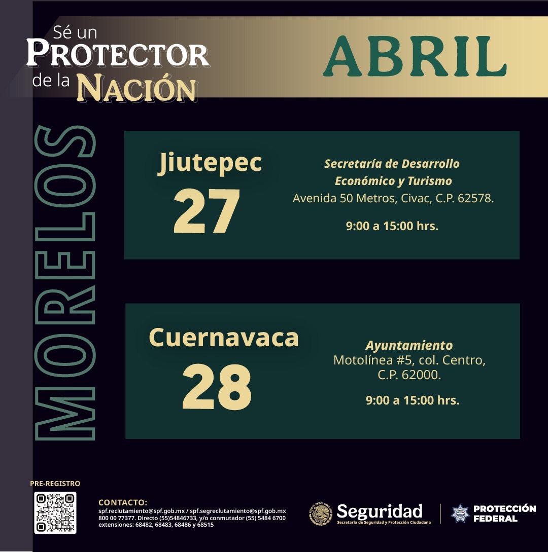 spf_sspc's tweet image. ⚠MORELOS⚠

Hoy puedes convertirte en Protectora o Protector de la Nación.

Únete al #SPF en convocatoria.spf.gob.mx

#ProtectoresDeLaNación #MásCercaMásSeguros