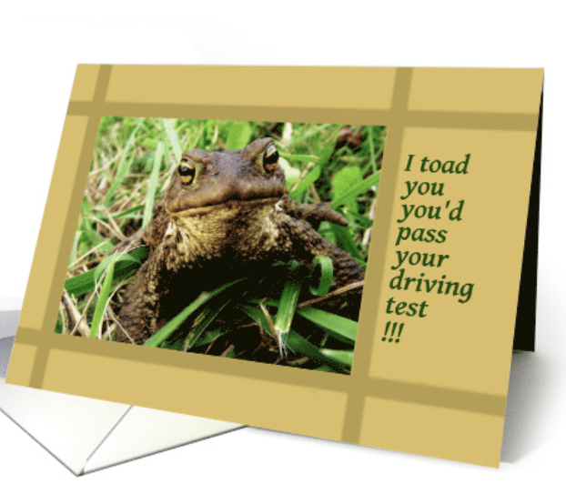 Evie_Hourglass's tweet image. #Congratulations, passed driving test, #funny toad card (894503) greetingcarduniverse.com/congratulation… @gcuniverse #greetingcard #cards #greetingcards #driving #test #toad #frog #humor #greetings #cardshop #nature #photography #congrats - #Free pickup at your local #FedEx for 5 cards or more!
