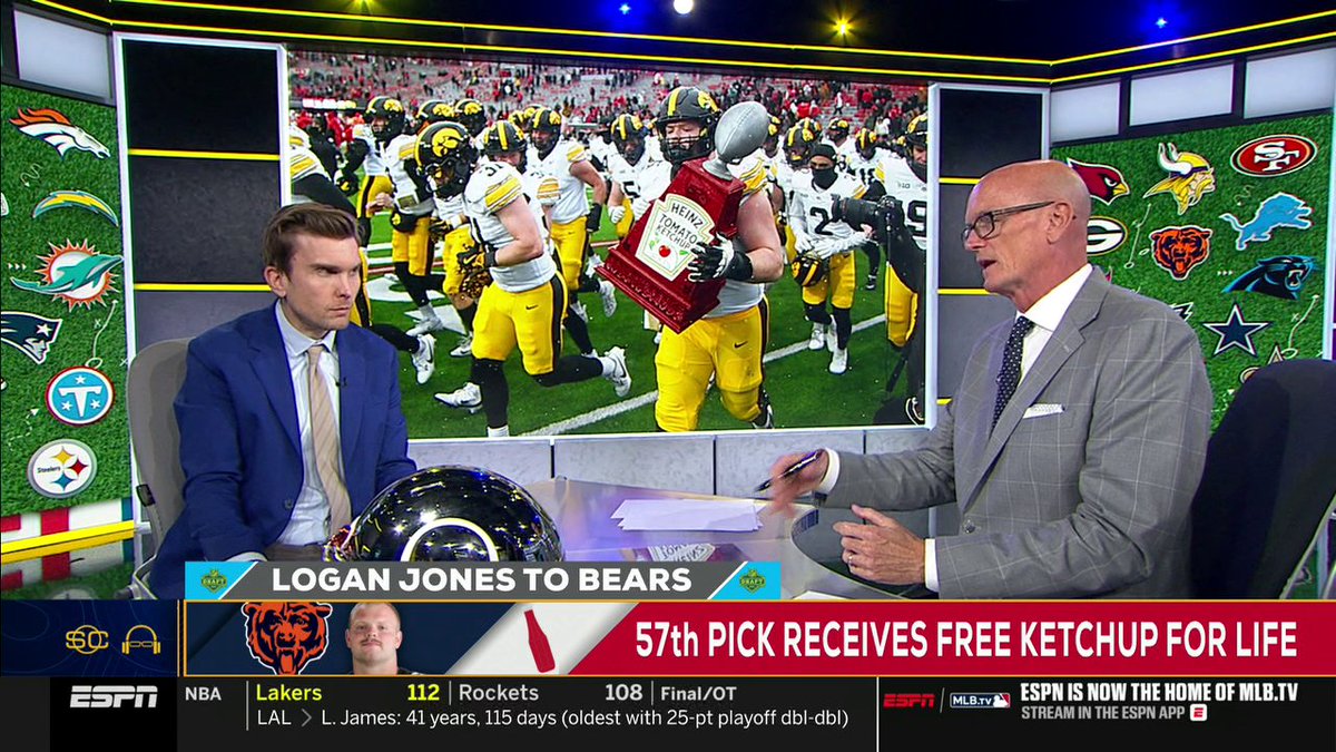 Iowa C Logan Jones selected 57th overall, wins lifetime Heinz ketchup