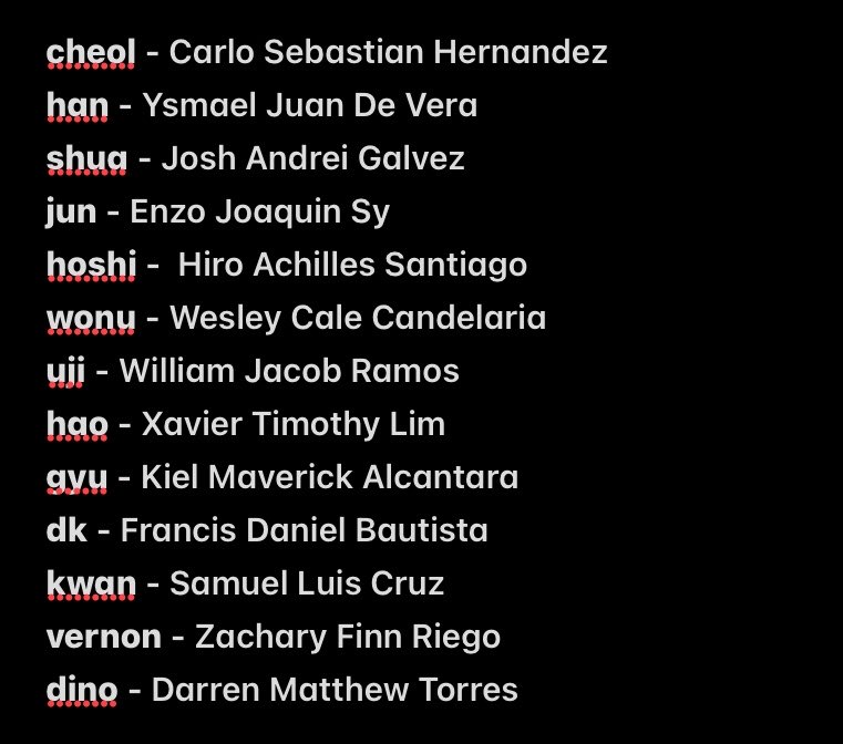 Svt names if they are Filipino: