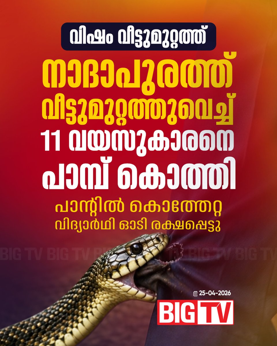 bigtv24x7live's tweet image. വീട്ടുമുറ്റത്ത് നിർത്തിയിട്ട സ്കൂട്ടറിൽ നിന്ന് സാധനമെടുക്കുന്നതിനിടയിലാണ് കുട്ടിയെ പാമ്പ് കൊത്തിയത്. പാന്‍റിന് കൊത്തേറ്റതോടെ വിദ്യാർഥി ഓടി രക്ഷപ്പെടുകയായിരുന്നു... #Snakebite #Kozhikode