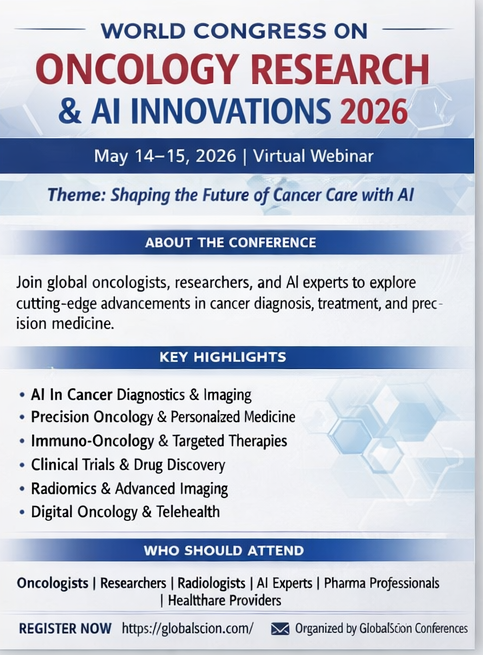 research43015's tweet image. Step into innovation at the World Congress on Oncology Research &amp;amp; AI Innovations 2026 and be part of the next generation of oncology breakthroughs.

📅 May 14–15, 2026
🌐 Virtual Event

#FutureOfHealthcare #OncologyResearch #AIinOncology #CancerAwareness #MedicalInnovation