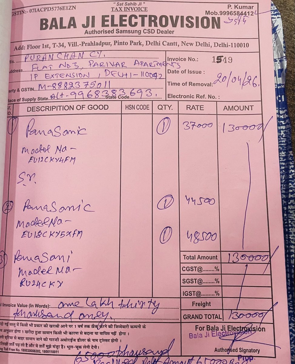 AdvChandran's tweet photo. Bought three @panasonic air conditioners on 20.04.2026, even after five days and repeated requests no one turned up for installation yet! 
If so how can we trust your six years warranty offer? @PanasonicIndia https://t.co/FYdNGCZpab
