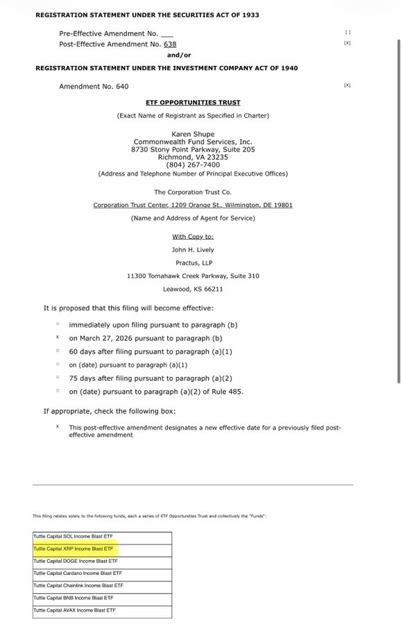 BOOOOOOOOOOOOM💥 

Tuttle Capital files for an $XRP Income Blast ETF 📄

Not just exposure… They’re building products to generate INCOME from $XRP

Wall Street is leveling up. 📈💥