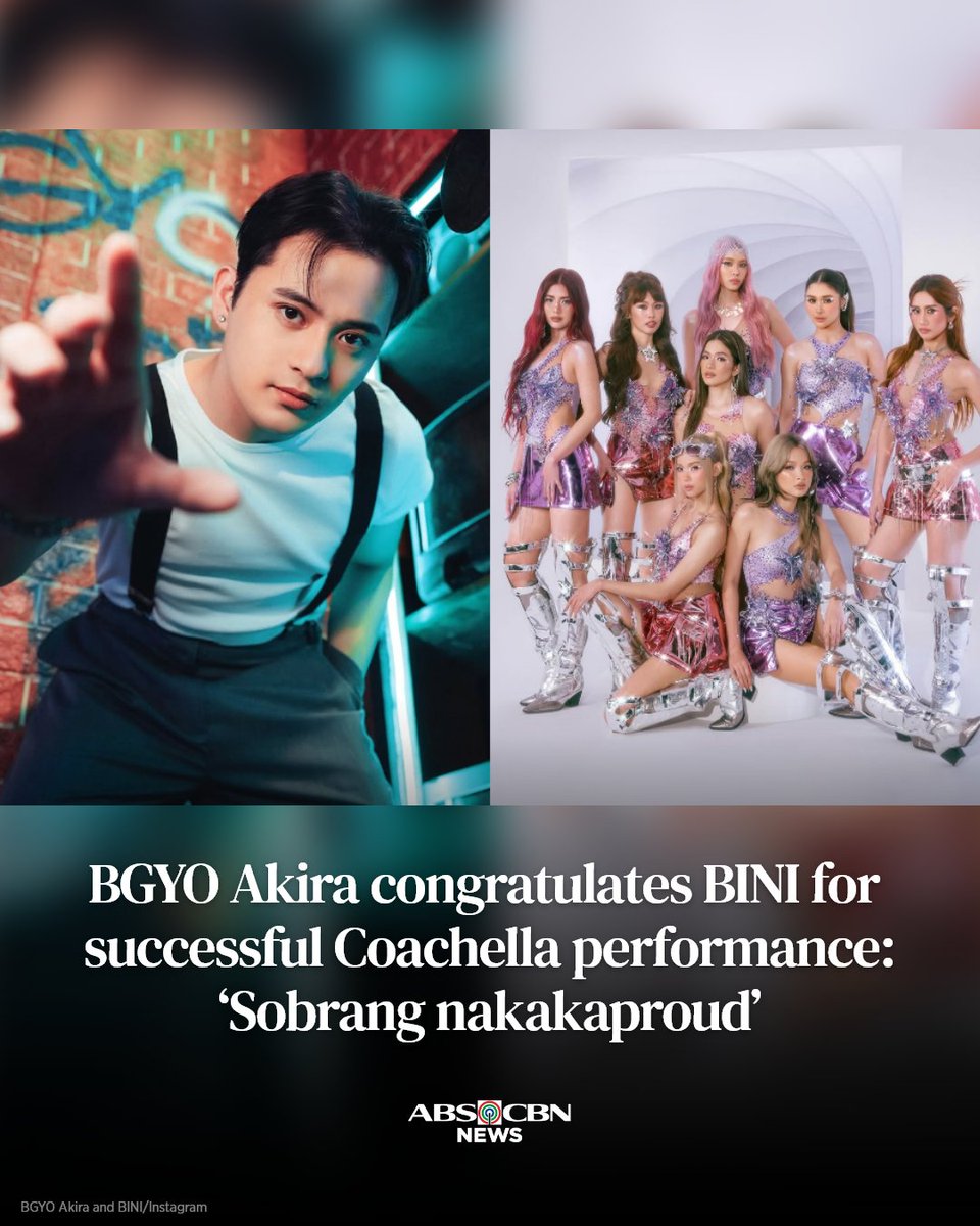 <a href="/BGYO_Akira/">Akira Morishita</a> expressed his admiration for <a href="/BINI_ph/">BINI_PH</a> for their historic Coachella performance, saying he is proud of the group, whom he has spent time with since their trainee days.
 
Read more: abs-cbn.com/entertainment/…