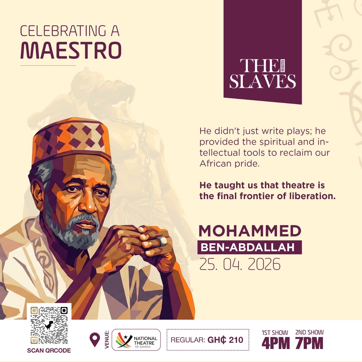 theslaves2026's tweet image. #theslaves production is today. 4PM &amp;amp;7PM
This is something you cannot miss. 

#reparation #theatre #mahama #slavesrevisited

South Africans Dumsor Rockets 
Sam George | LeBron Real Betis VERSATILE COCO Lakers HEADLINER | TYCLEV | VOTE TYCLEV AND COCO