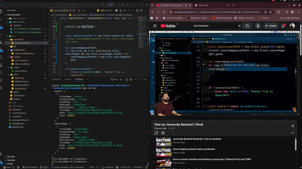 NavdeepRohillaG's tweet image. Completed MasterJi's 15th challenge.
In this challenge i learned:-
- How to use  Postman
- How to fix bugs
- Create some collections
- How to setup an environment

Thanks for the challenge @Hiteshdotcom  @ChaiCodeHQ 

#chaicode #webdevelopment