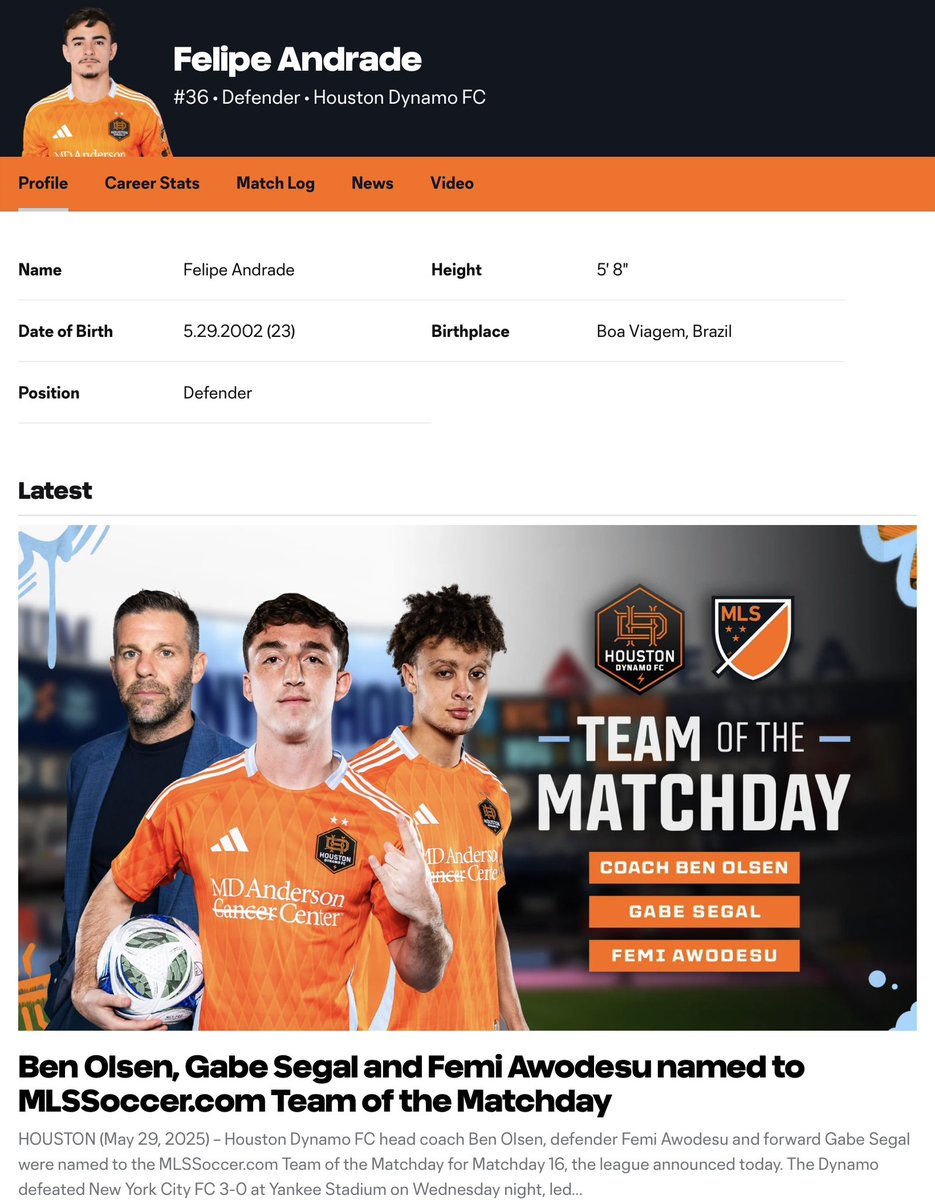 webtilton's tweet photo. So, I was flipping through the @HoustonDynamo roster page and randomly clicking on players. First of all, there are no stats available (there’s no one that could update this?) And then, there’s this ad, yay, 2 Dynamo made player of the match day! But, wait a minute… 😬 https://t.co/hRJtWqGMdO