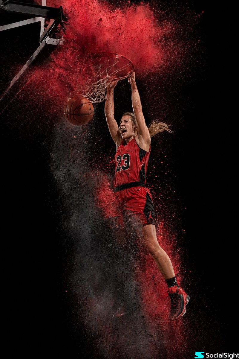 Action Basketball Dunk with Powder Explosion