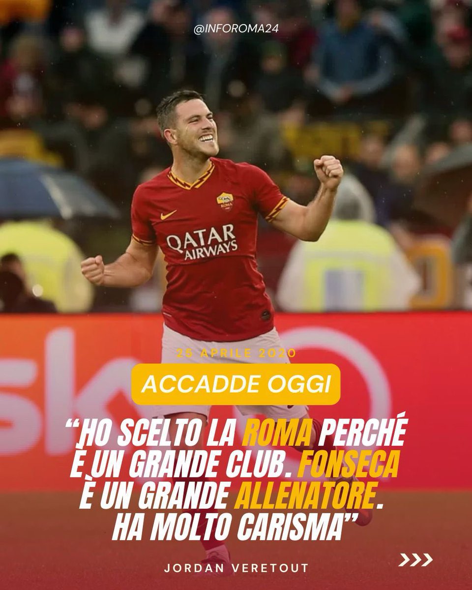 inforoma24's tweet photo. 🟡🔴 Accadde oggi: Il 25 aprile 2020 #Veretout parlava della sua esperienza all’#ASRoma.
🗣️ L’ex centrocampista elogia anche per il tecnico #Fonseca, definito un allenatore di grande carisma.
📲: @Eurosport_FR https://t.co/knvteZQT2n